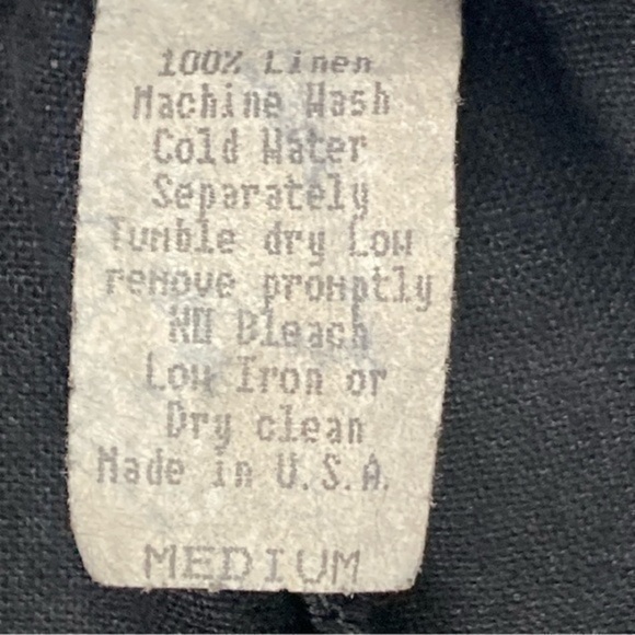 Dear Friends Linen Pants Womens Size M Black Cropped Cargo Pearl Buttons Trouser - Picture 15 of 15